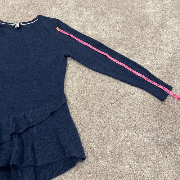 Isaac Mizrahi Live Women's 100% Cashmere Sweater with Ruffle Blue Size Small - Picture 9 of 10